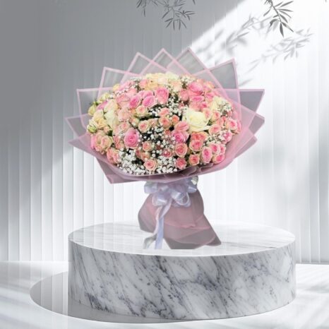 large bouquet with pink trellis