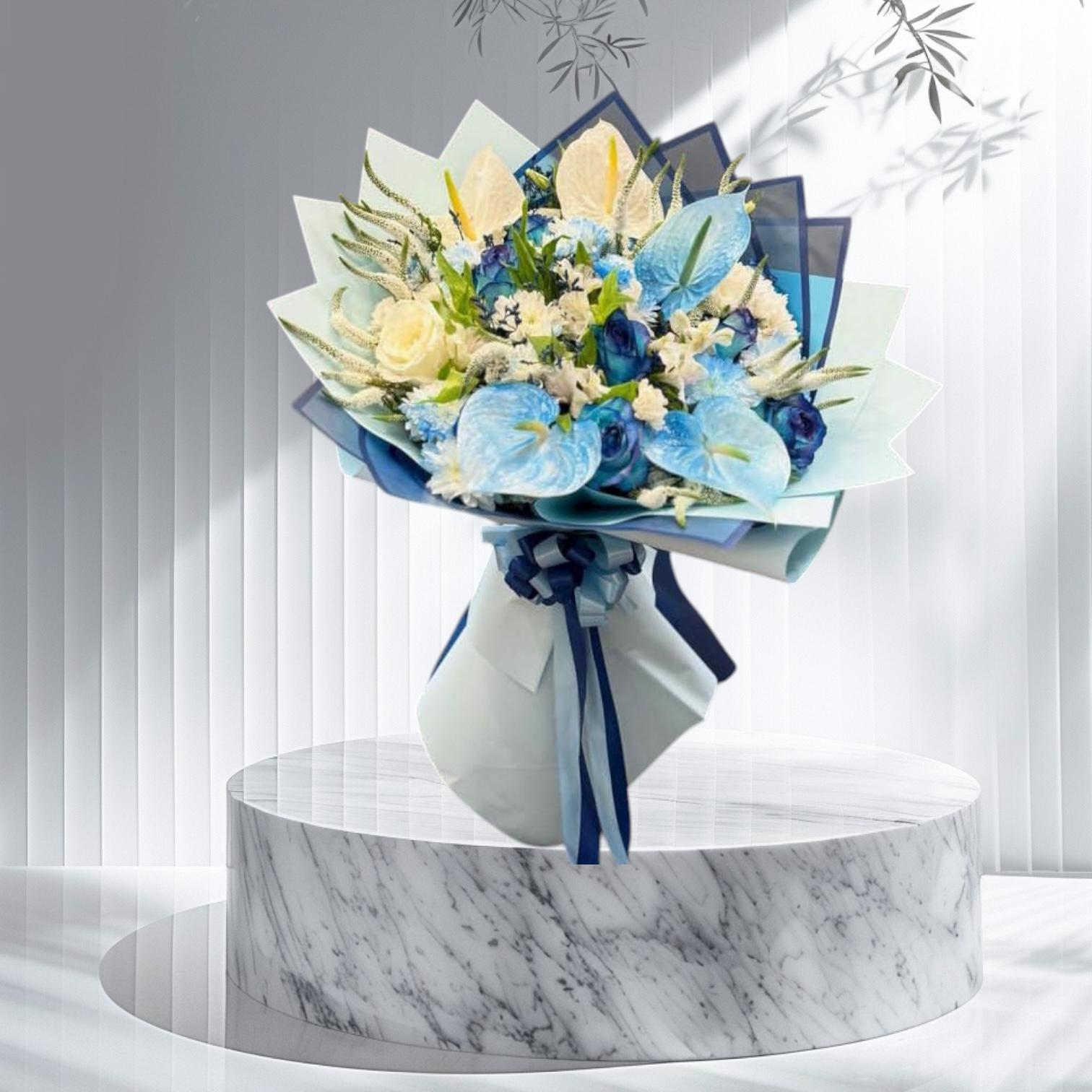 Anthurium and Blue Rose