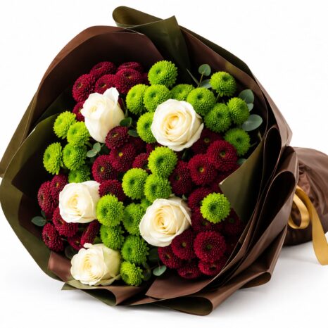 Bordo & Yeşil Zarafet Buketi